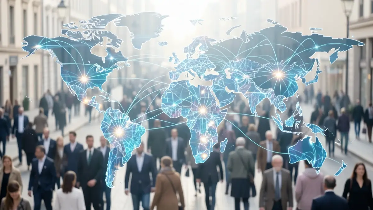 Generic image of stylized global investment flows, with lines connecting continents and glowing nodes representing financial activity.